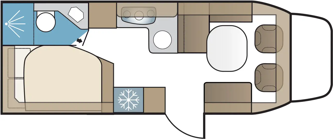 Planlösning husbil KABE Classic 740 LXL