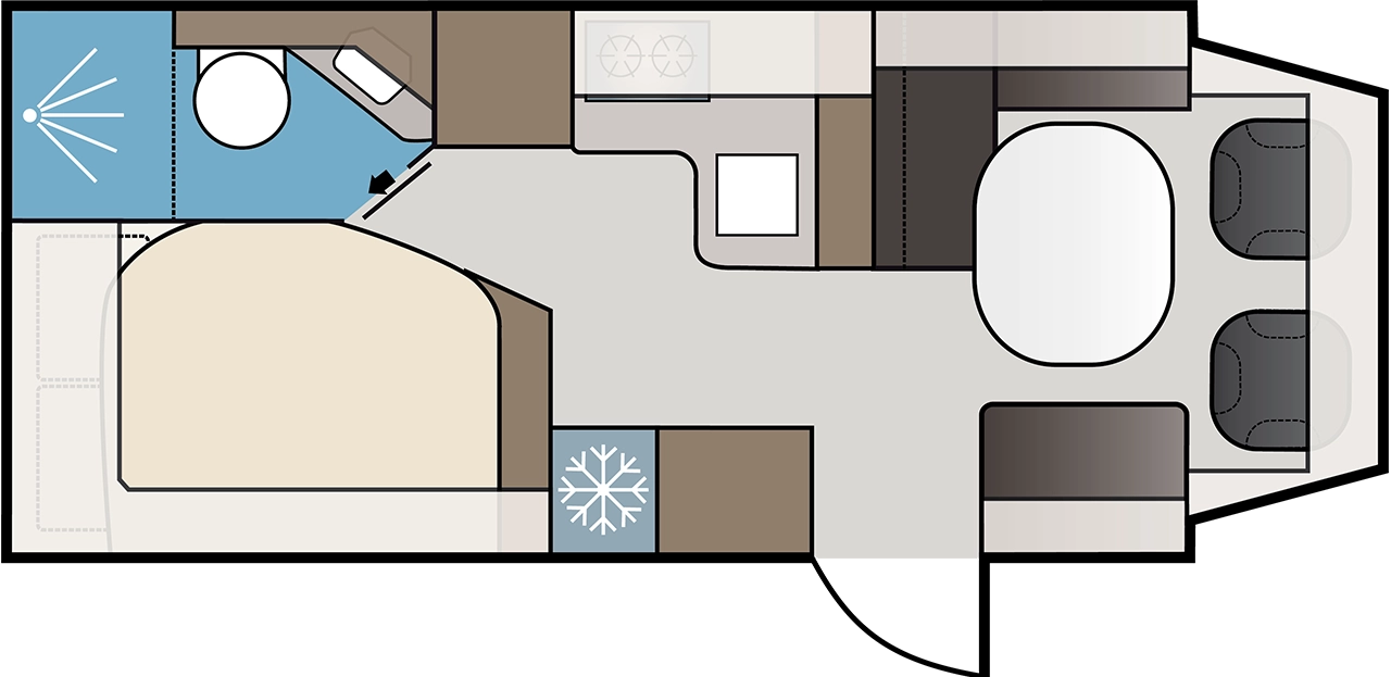 Planlösning husbil KABE 750 LXL